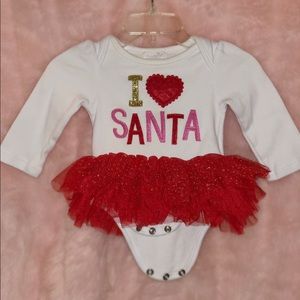Mud Pie 0-3 Month “I Heart Santa” Tutu Crawler